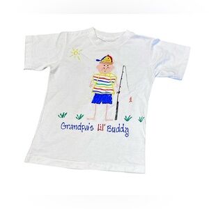 Vintage 90s Puff Paint Grandpa Fishing Tee